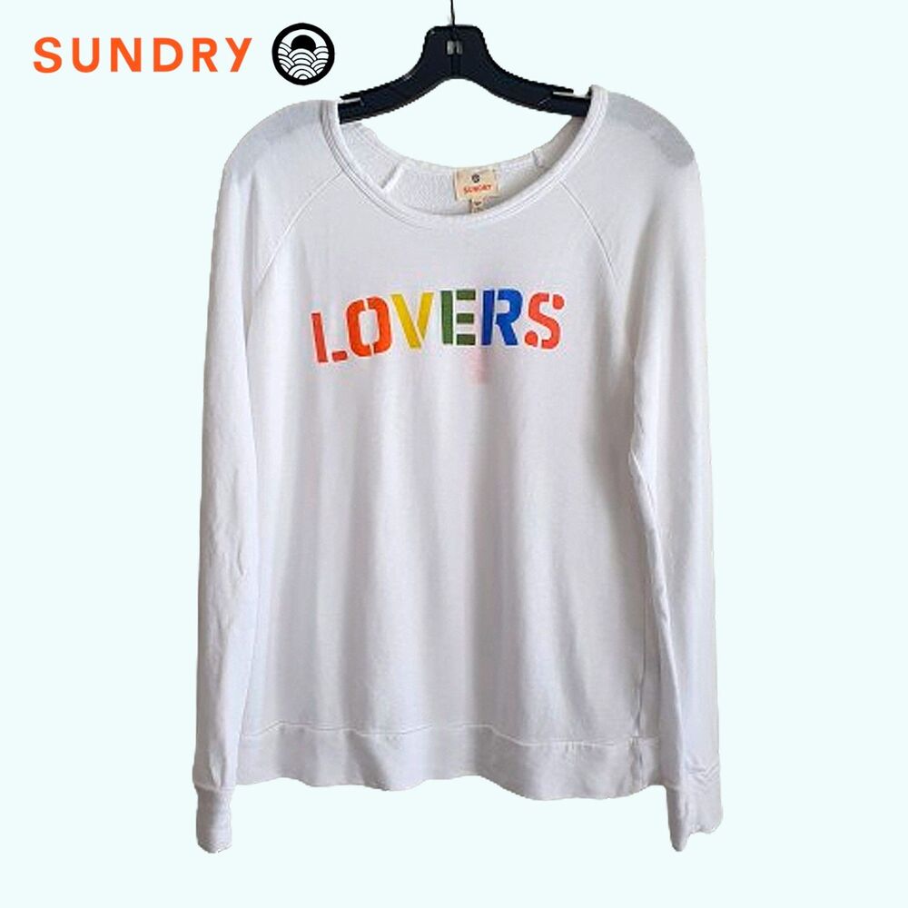 SUNDRY NEW Skater Oversized Colorful Logo Long Sleeve Sweatshirt S